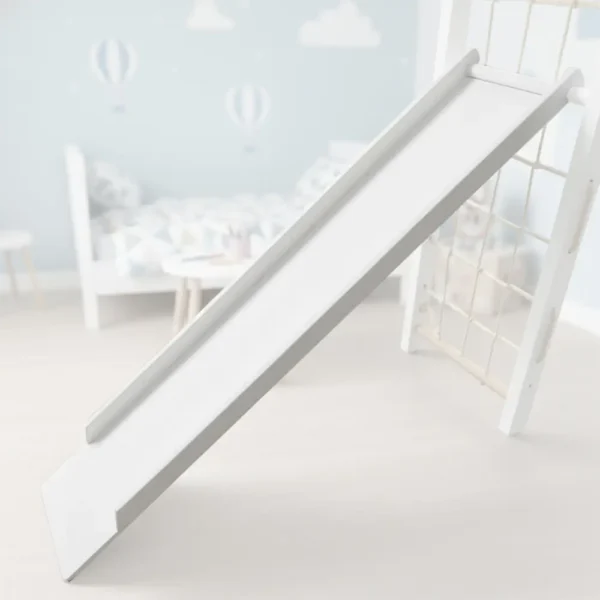 Rutsche TANI aus Holz in weiß – Ergänzung zur Kletterwand – von SLONI